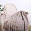 SOGA Coffee Diamond Pattern Knitted Throw Blanket with Tassels â€“ Warm, Cozy Woven Cover for Bed, Sofa, Couch, or Home DÃ©cor