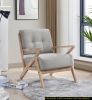 Gray Tufted Accent Chair with Solid Wood Frame