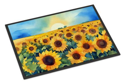 Sunflower Watercolor Doormat – Non-Slip & Washable (18x27)