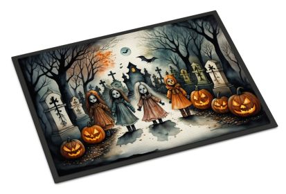 Creepy Doll Halloween Doormat – Non-Slip & Washable (18x27)