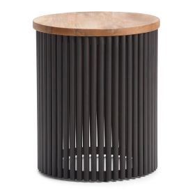 Demy - Metal and Wood Accent Table - Natural / Black