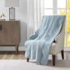 Oversized Quilted Throw with Scalloped Edges Blue 60x72"