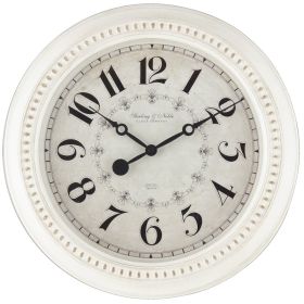 Indoor 15.5" Round Antique White French Country Analog Traditional Wall Clock with Arabic Numbers
