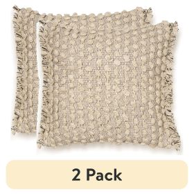(2 pack)Nubby Dots Throw Pillow, 20" x 20", Square, Neutral, 1 per Pack