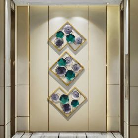 27.6" 3 Pieces Modern Unique Lotus Leaves Metal Wall Decor Set with Gold Square Frame