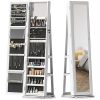 360° Swivel Jewelry Armoire with Full-Length Mirror – White