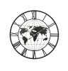 36" Black Metal World Map Wall Clock – Silent