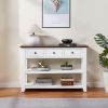 Retro Console Table with Open Shelves – Solid Wood Frame