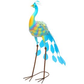 Peacock Garden Statue – Metal Lawn Decor with Stakes