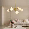 8-Light Gold Chandelier with White Glass Globes