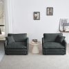 Accent Chair Set of 2, High-end Chenille Upholstered Armchairs, Living Room Side Chairs with Toss Pillow, Gray Chenille