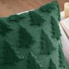 Christmas Throw Pillow Covers Dark Green Christmas Decorations Set of 2 Xmas Tree 18x18 Pillow Covers Soft Plush Faux Wool Pillowcases Holiday Festiva