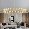 48" Gold Wagon Wheel Chandelier with Crystal Shades – 48-Light