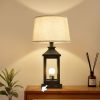 Black Farmhouse Bedside Table Lamp with Touch Control