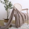 SOGA Coffee Diamond Pattern Knitted Throw Blanket with Tassels â€“ Warm, Cozy Woven Cover for Bed, Sofa, Couch, or Home DÃ©cor