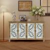 Farmhouse Accent Cabinet with 4 Doors – Storage Sideboard