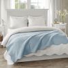 Oversized Quilted Throw with Scalloped Edges Blue 60x72"