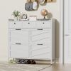 Metal Shoe Cabinet White - 4 Flip Drawers + 3 Drawers, Slim 11.8"D Freestanding Steel Shoe Organizer, Anti-Tip Hidden Entryway Shoe Rack