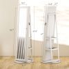 360° Swivel Jewelry Armoire with Full-Length Mirror – White