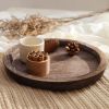 Candle Plate Holder Tray: Round Wood Decorative Candle Plate Decor Farmhouse Table Centerpiece Rustic Wood Tealight Pillar Trays for Wedding Home Deco