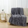 Grey Bubble Faux Fur Ultra Soft Luxury Oversize Throw Blanket 50" x 72", Grey Flannel