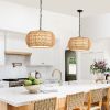 Farmhouse Boho Jute Rope Pendant Light – Adjustable Height