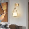 Modern Gold Wall Sconce Set of 2 with Opal Glass Globe