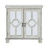Antique White Accent Cabinet with Mirror Doors