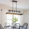 33.7-Inch Black and Gold Vintage Pendant Light, 5 E26 Bulb Sockets, Adjustable Chain Height â€“ Antique Style Chandelier for Dining Room, Kitchen