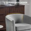 Velvet Accent Chair with Ottoman, Modern Barrel Chair Armchair for Living Room, Bedroom, Gray