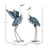 Set of 2 Blue & White Heron Garden Statues – Outdoor Decor