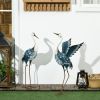 Set of 2 Blue & White Heron Garden Statues – Outdoor Decor