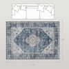 5x7 Vintage Washable Area Rug – Non-Slip Blue