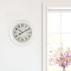 Indoor 15.5" Round Antique White French Country Analog Traditional Wall Clock with Arabic Numbers