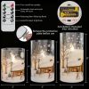 Snowman Glass Flameless Candles Battery Operated with Remote and Timer Real Wax LED Flickering Pillar Candles White Cold Light Window Christmas Holida