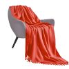 SOGA Orange Acrylic Knitted Throw Blanket â€“ Soft Woven Blanket with Fringes, Warm and Cozy Decorative Cover for Couch, Bed, Sofa, or Home DÃ©cor