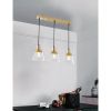 25" Architectural 3-Light Island Pendant Light, Gold Finish Clear Glass Shades