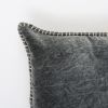 Stonewashed Cotton Velvet Throw Pillow with Decorative Handstiched Edges-19X19"