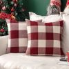 Pack of 2 Christmas Classic Farmhouse Buffalo Check Plaids Linen Soft Soild Decorative Square Porch Throw Pillow Covers Home Decor Cushion Case for So