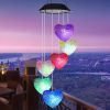 Solar Heart Wind Chimes with Color Changing LED Lights