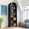 Arched Wooden Bookshelf – Large Open Storage Shelf