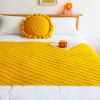 SOGA Yellow Diamond Pattern Knitted Throw Blanket with Tassels â€“ Soft and Cozy Decorative Blanket for Bed, Sofa, Living Room, or Couch