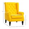 Wingback Accent Chair for Living Room, Button-Tufted Lounge Chair with Round Armrests and Wood Legs, Yellow