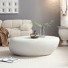 43.31''Fiberglass Elliptical Coffee Table for Living Room Vintage Table,Matte Rocks Table front of the Sofa, Irregular Center Table