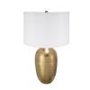 D15x25.7" Round Aluminum Sheet Gold Table Lamp with White Fabric Shade (Lamp Shade Assembly Required)