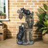 3-Tier Bear & Beehive Water Fountain with LED Lights