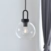 59" Black Pendant Ceiling Light, Metal Base Glass Shade, LED Bulb Included