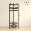 Corner Hall Tree, Industrial 4-Tier Coat Rack with Shoe Storage, 8 Movable Hooks and 2 Shelves for Hallway, Rustic Brown