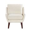 1pc Beige Accent Chair Cushion Seat Chenille Upholstery Comfort Style Durable Solid Wood Legs Contemporary Home Furniture