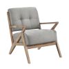 Gray Tufted Accent Chair with Solid Wood Frame